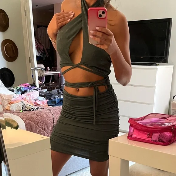 Cotton Candy | Dresses | Cotton Candy La Sexy Ruched Halter Cut Out Body  Con Dress Nwt | Poshmark